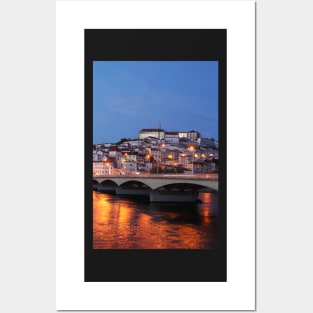 Old town, river, Mondego, Coimbra, Portugal, city, evening, dusk Posters and Art